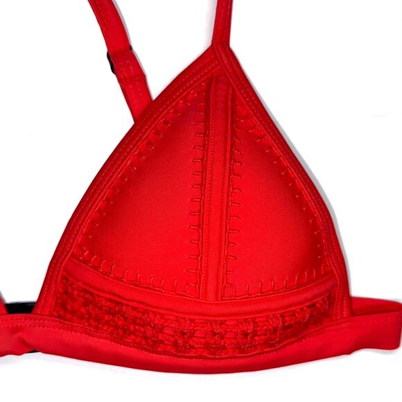 Triangl Gigi Crochet Neoprene Red Bikini Top Size Small - Picture 2 of 9